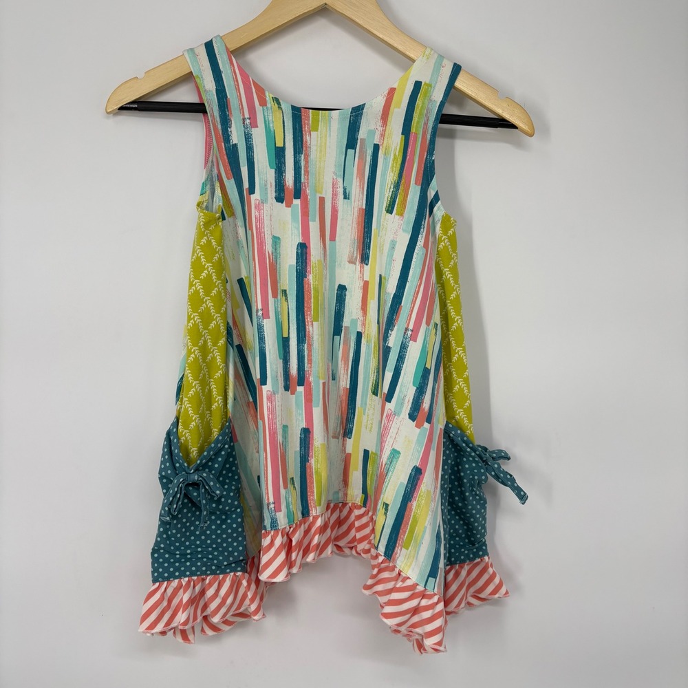 Wildflowers Clothing Watercolor Mix Print Ruffle Tunic Top Size 10 Best Day Ever